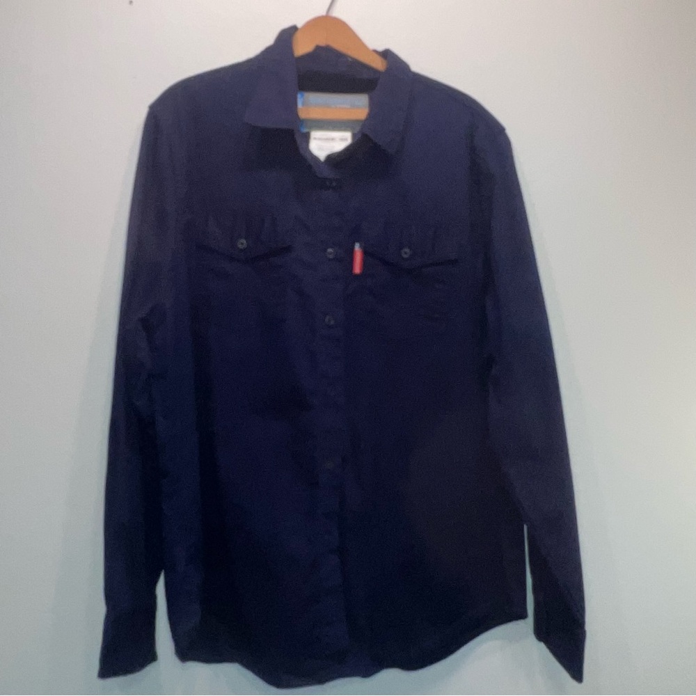 Benchmark Flame Resistant Button Up Shirt Navy Womens 3XL HRC2